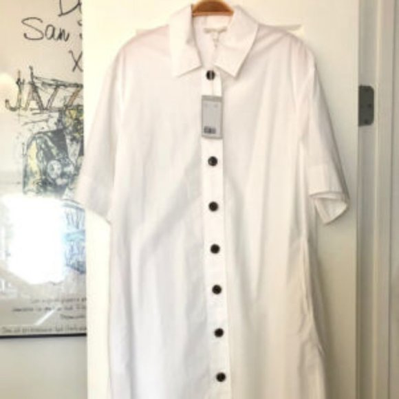 NWT COS Women’s Lagenlook Shirt Dress White Crisp Cotton Oversize A-Line Size 2 - Picture 6 of 6